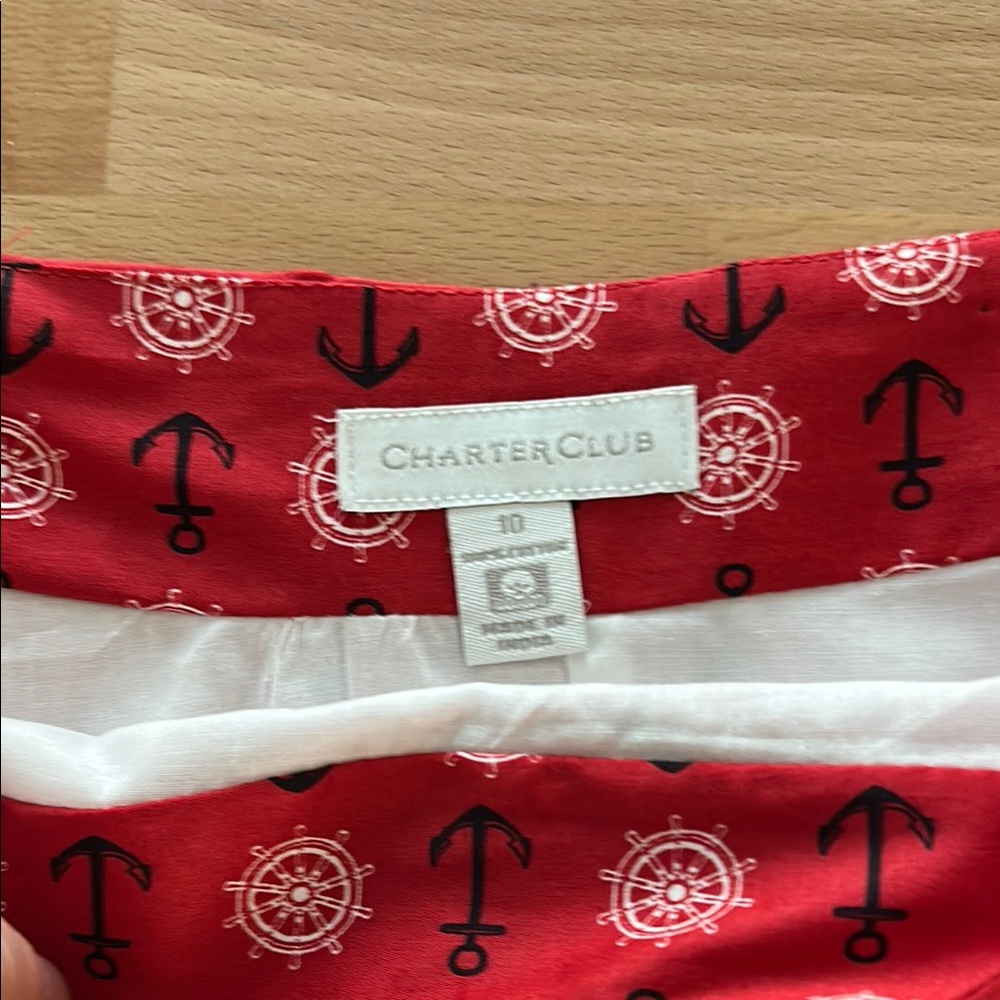 Red Patterned A-Line Skirt - Picture 3 of 10